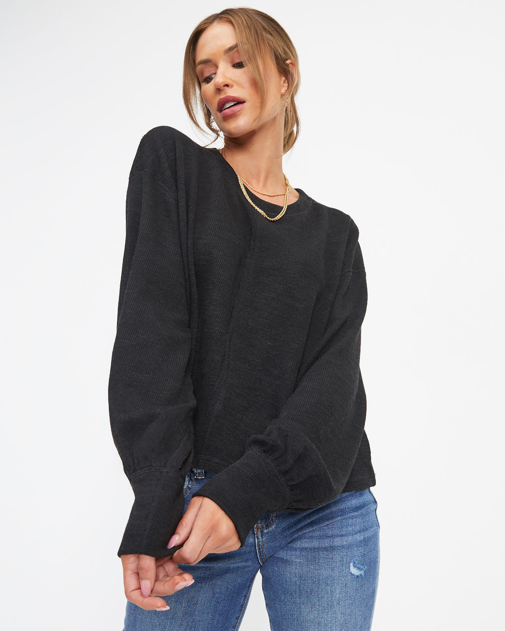 Marcela Knit Pullover Sweater - Black