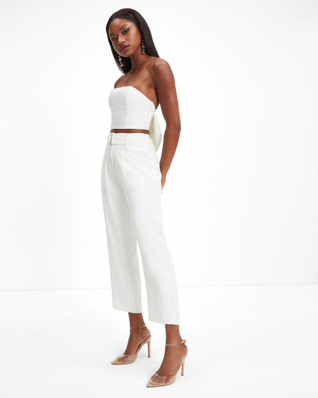 Put A Bow On It Strapless Crop Top - White