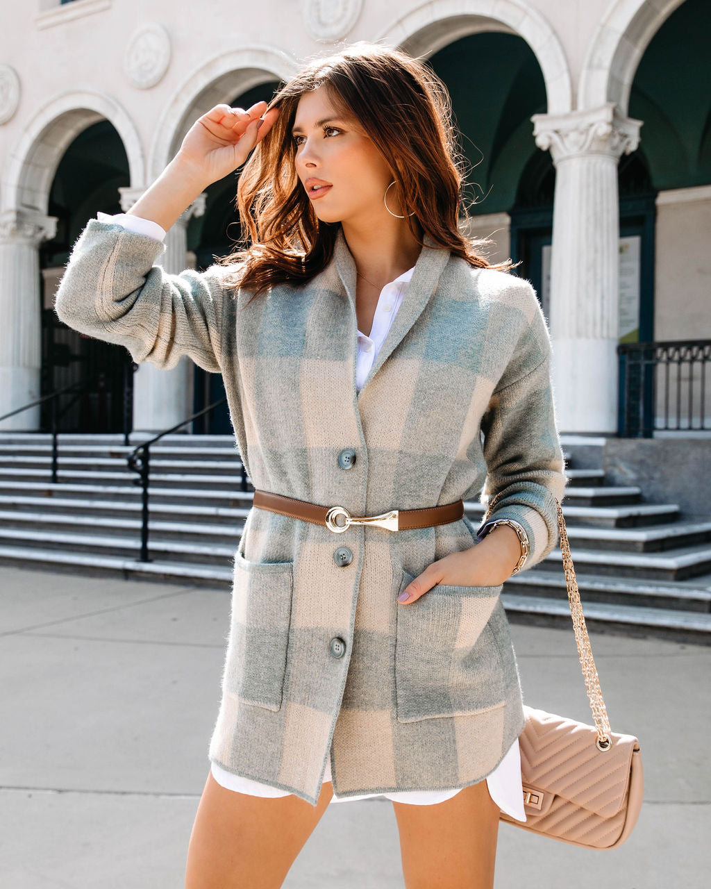 Tired Of Waiting Pocketed Plaid Cardigan