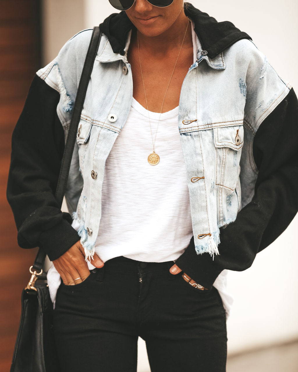 Maxed Out Denim Contrast Hooded Jacket