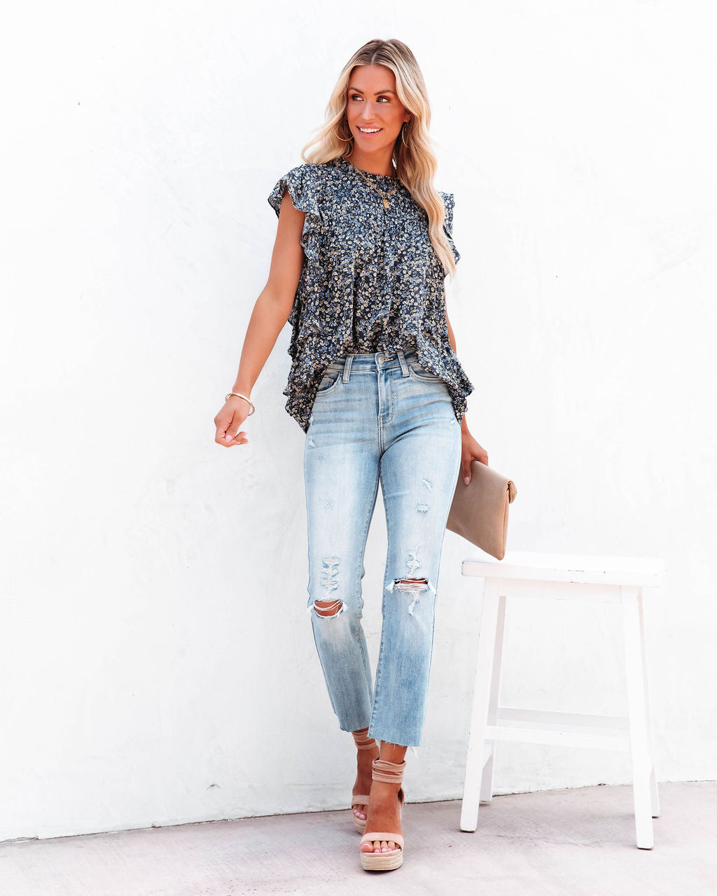 Daisy Etta Floral Ruffle Top - SALE