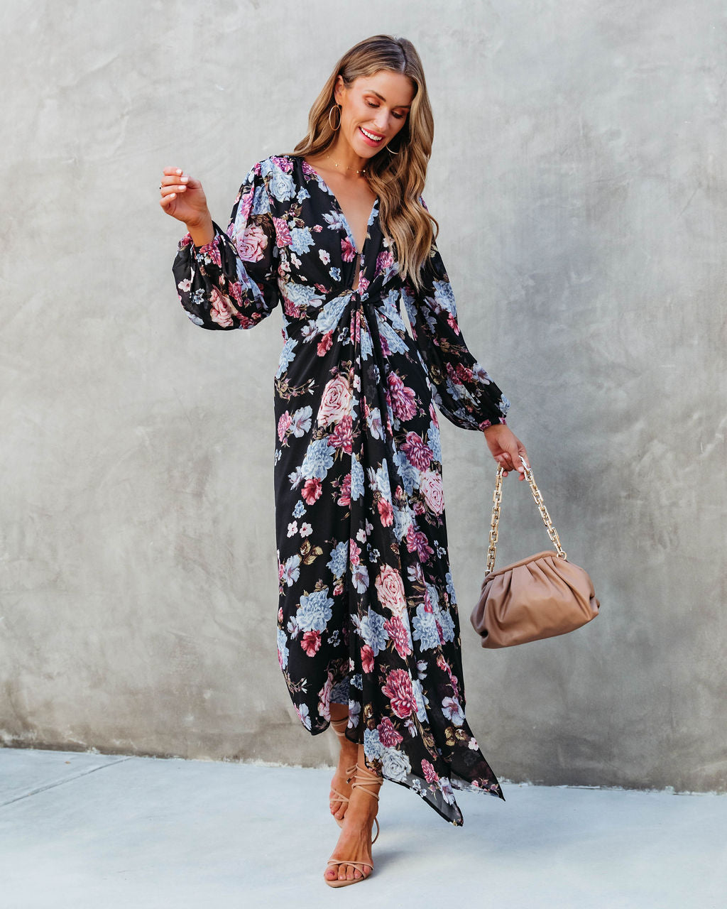 Holley Floral Twist Front Maxi Dress