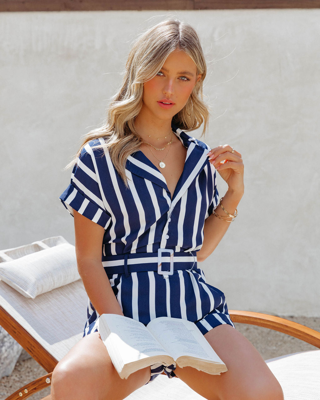 Set Sail Pocketed Belted Romper - FINAL SALE