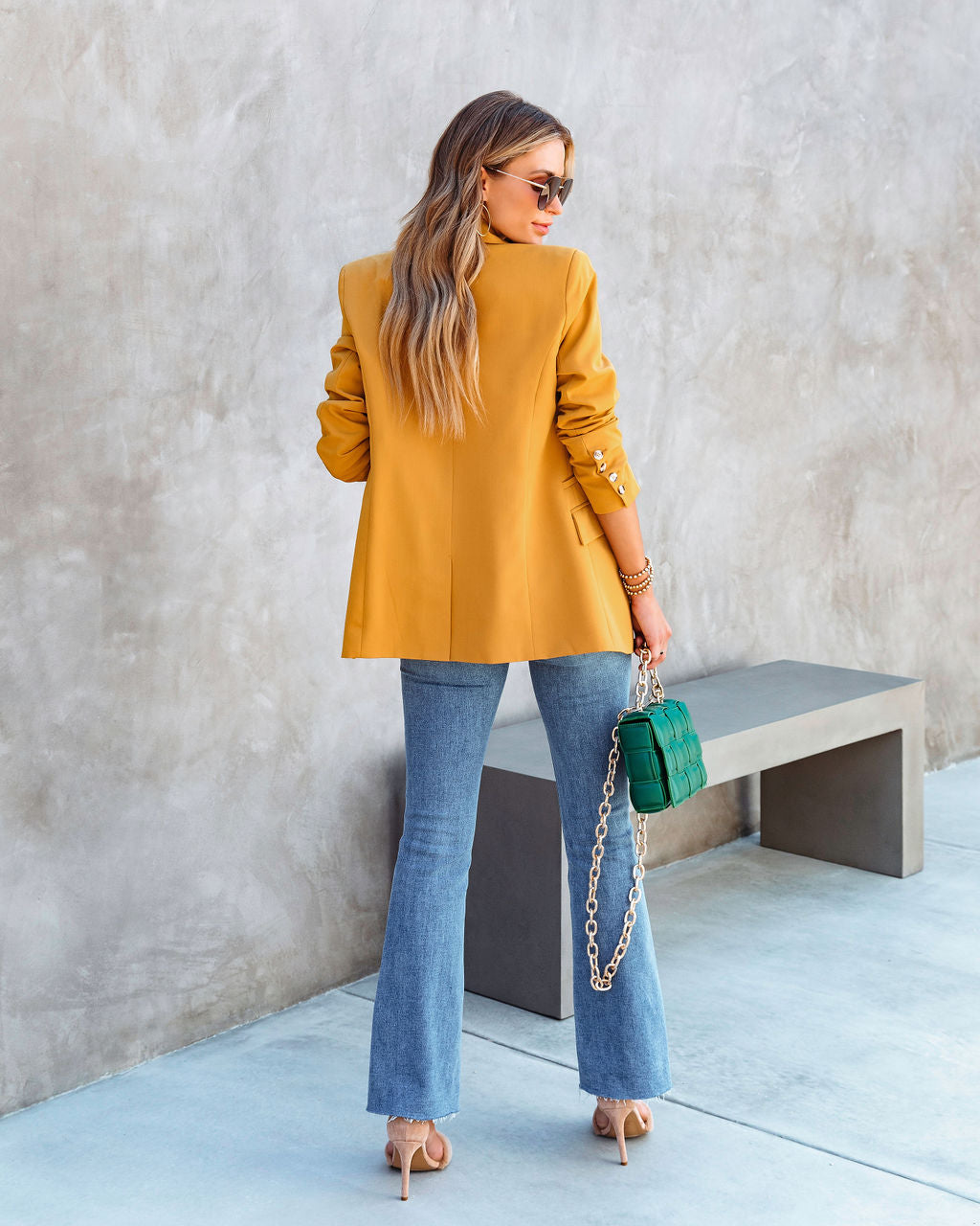 Angelita Pocketed Blazer - Mustard