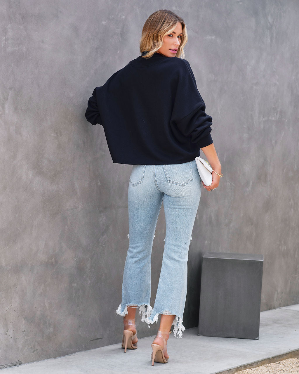 Savannah Lace Up Hooded Pullover Sweater - Black - FINAL SALE