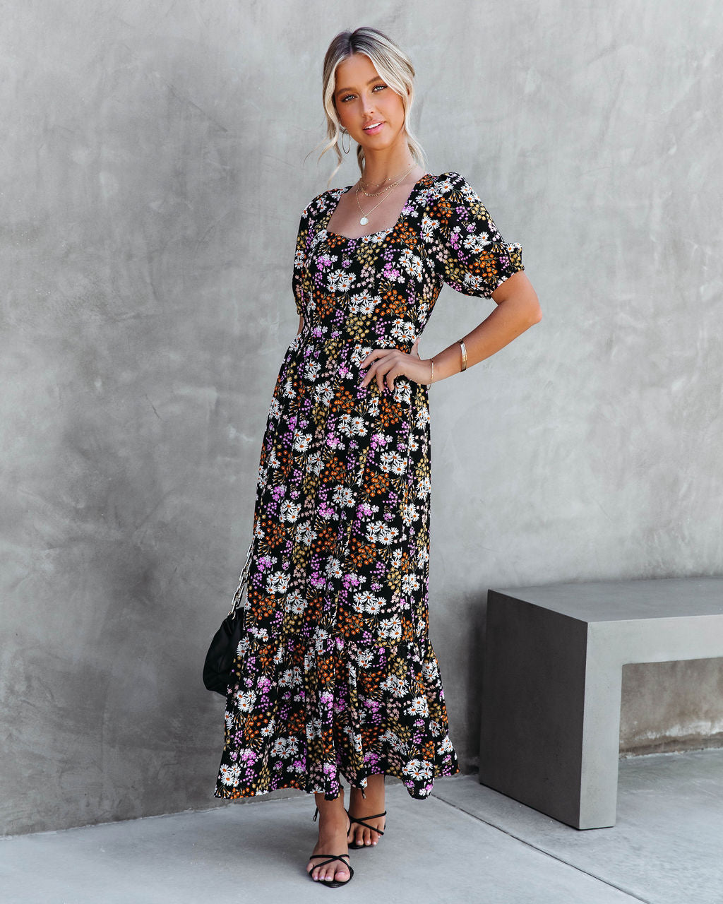 Among The Wildflowers Puff Sleeve Maxi Dress