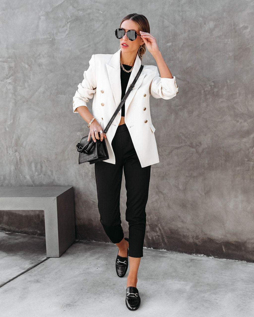 Portia Pocketed Blazer - Cream