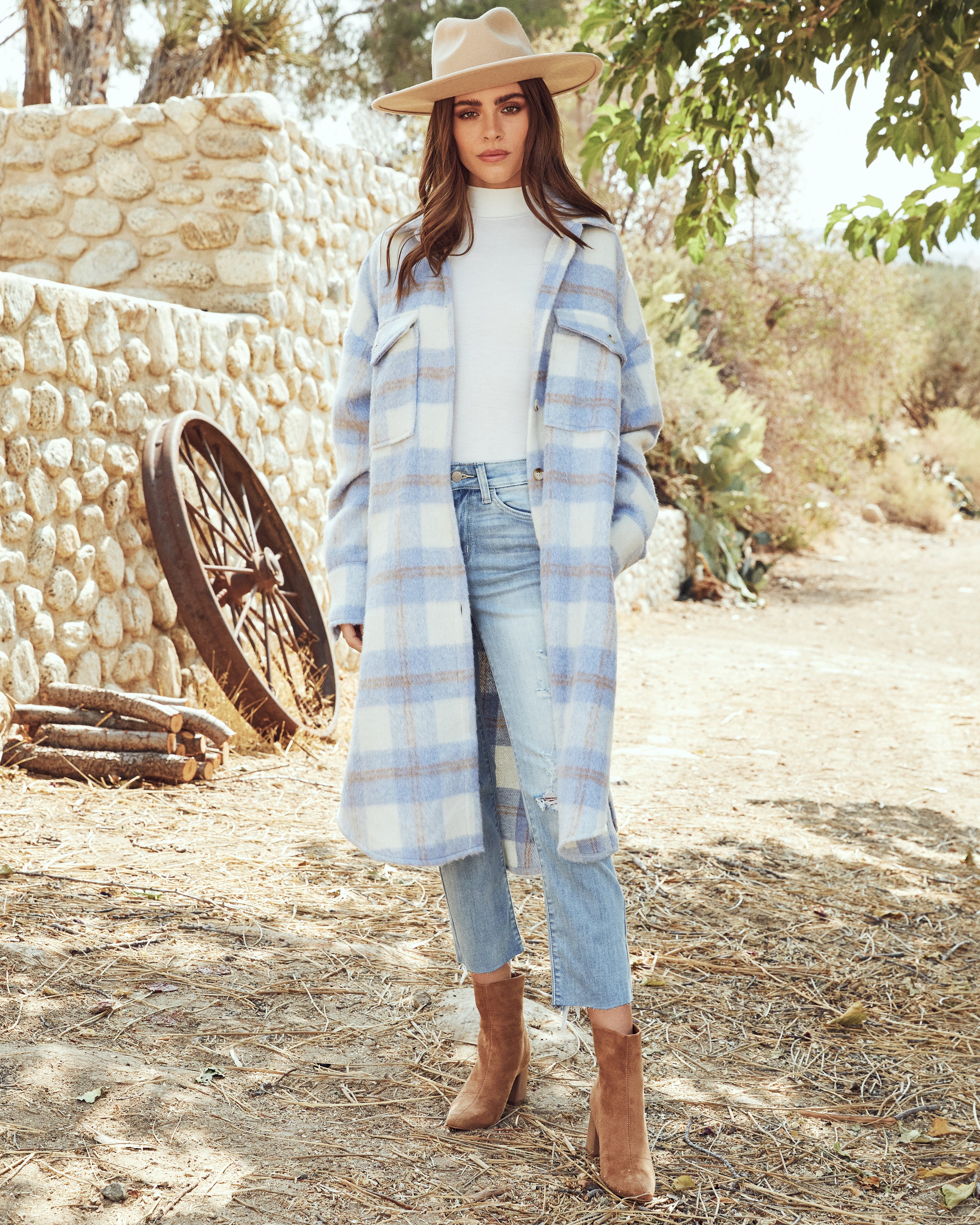Casey Pocketed Plaid Button Down Coat