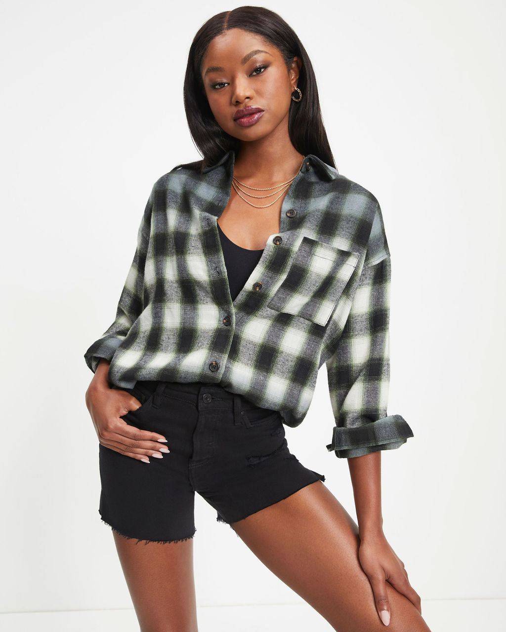 Lenny Plaid Button Down Top