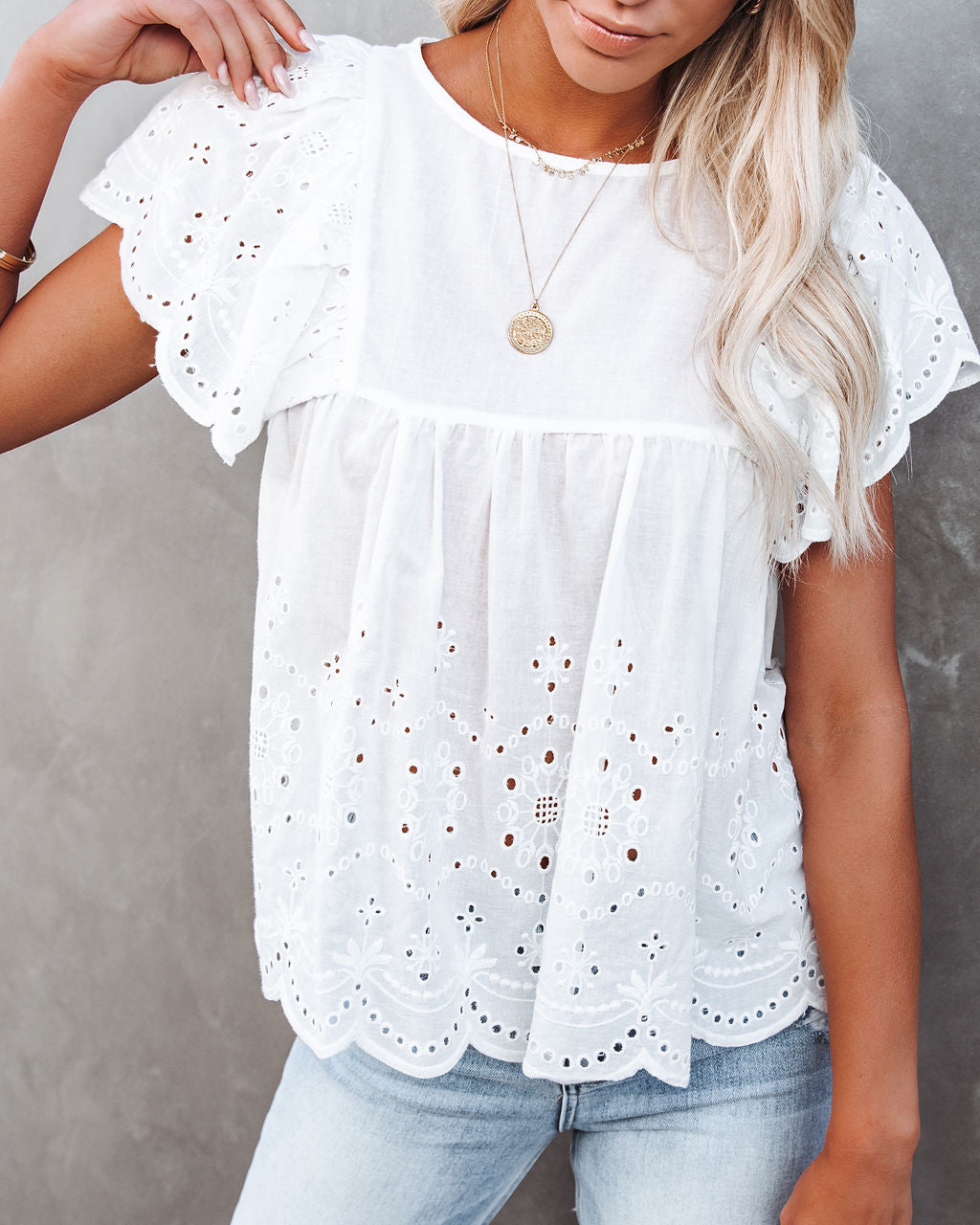 Persephone Cotton Eyelet Babydoll Top - FINAL SALE