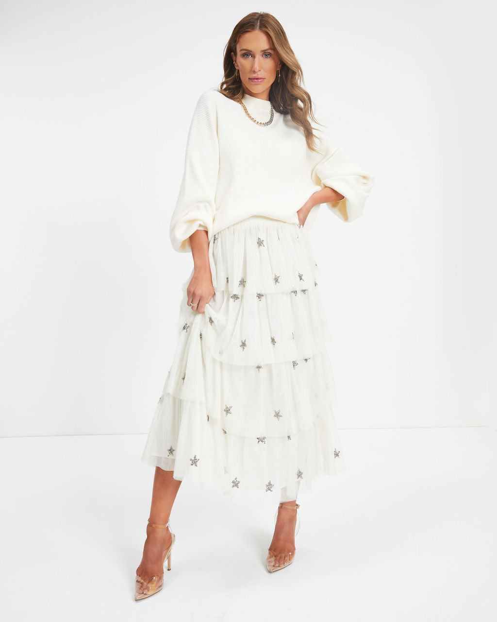 Russ Mock Neck Ribbed Sweater - Ivory