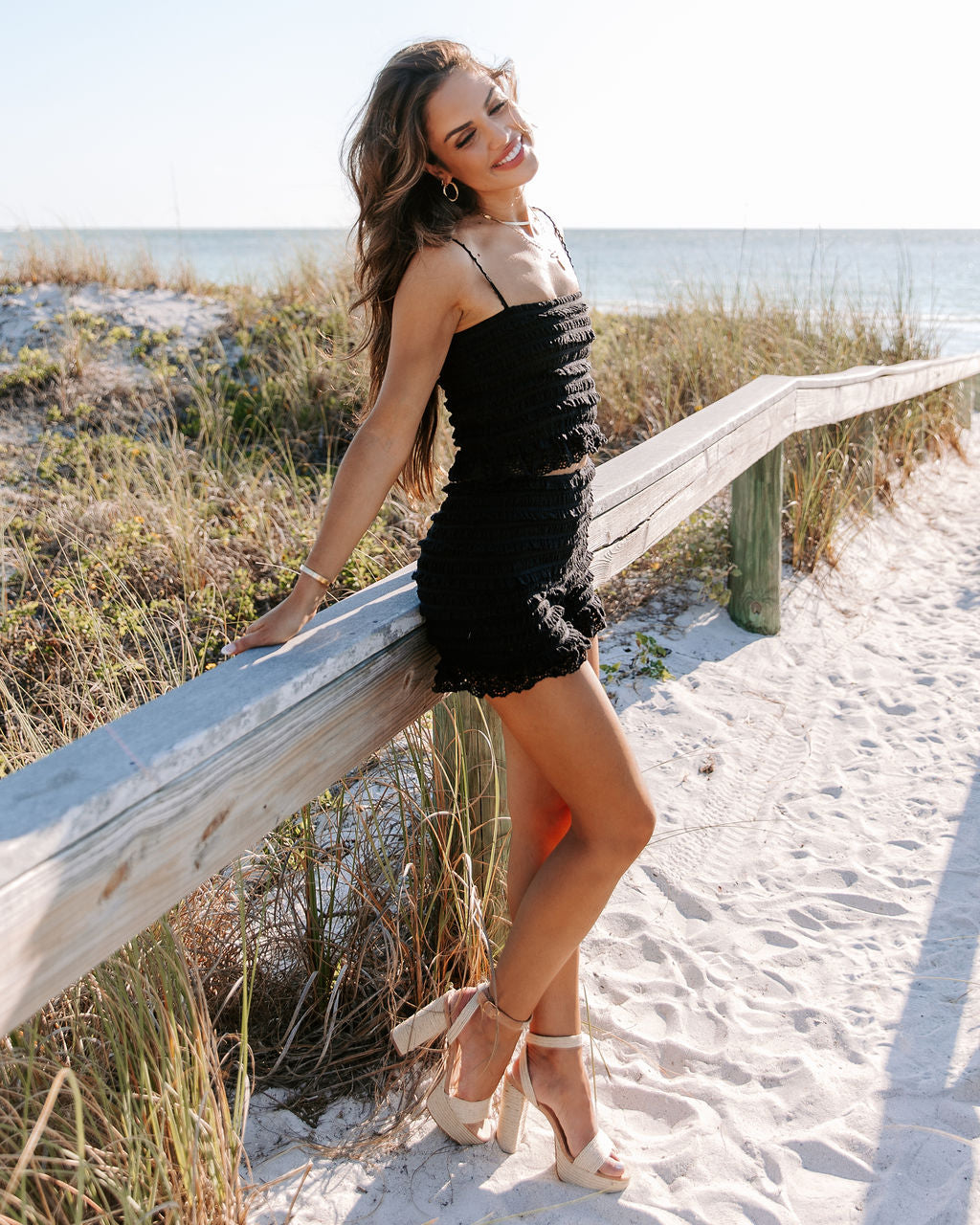 Cami Crochet Crop Top - Black - FINAL SALE