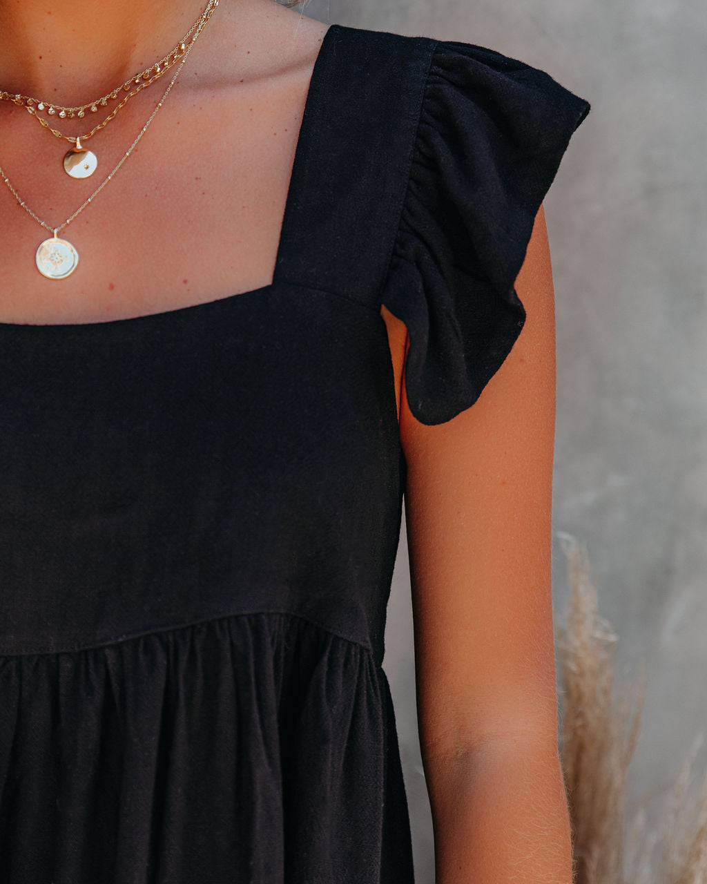 Jody Linen + Cotton Babydoll Top - Black