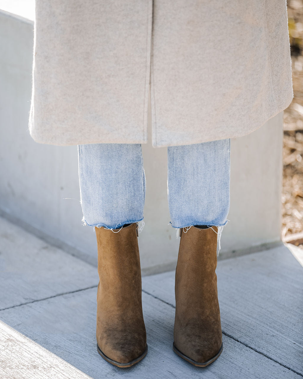 Hailey Faux Suede Heeled Bootie - Brown