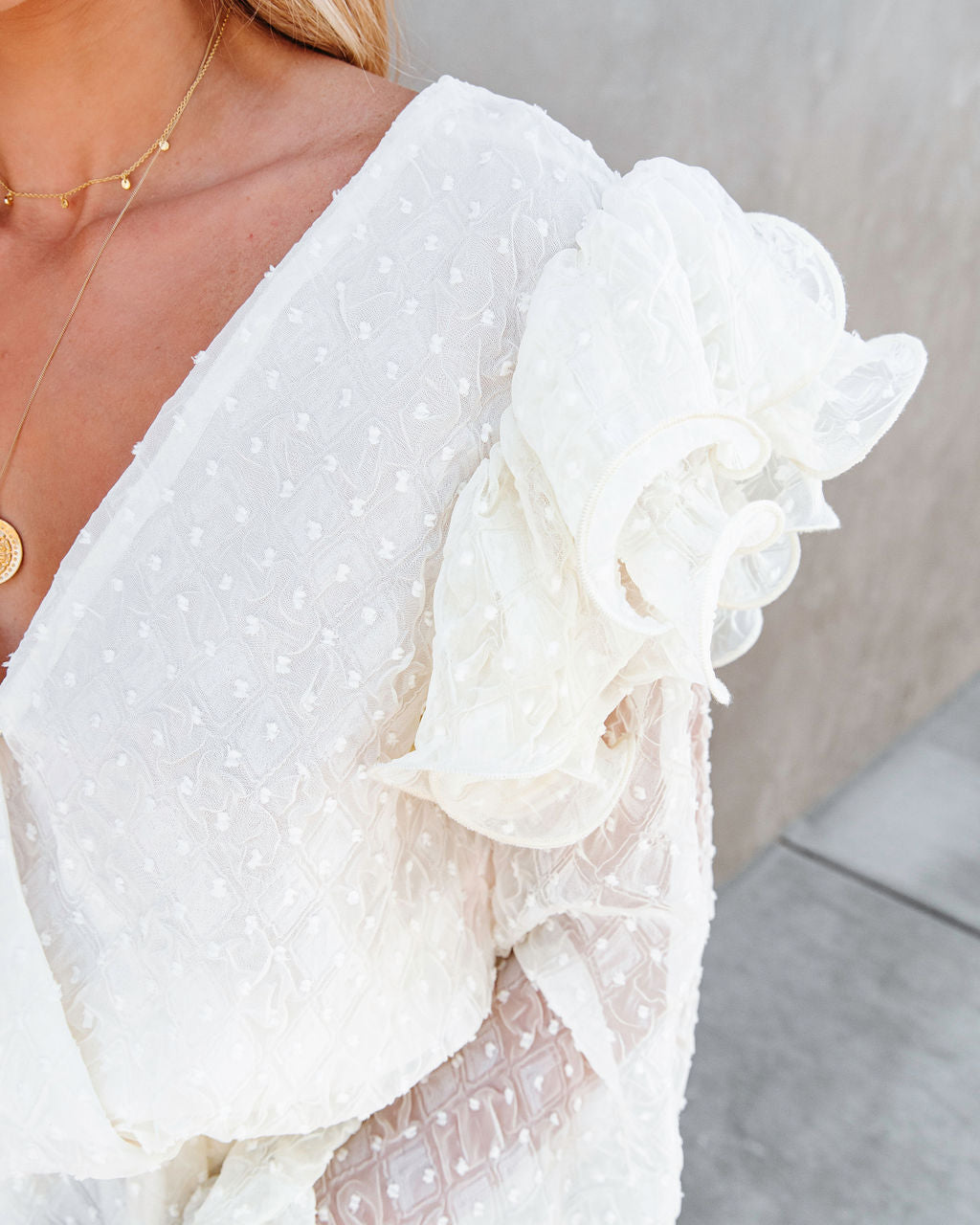 Victoria Anne Ruffle Peplum Top - Cream - FINAL SALE