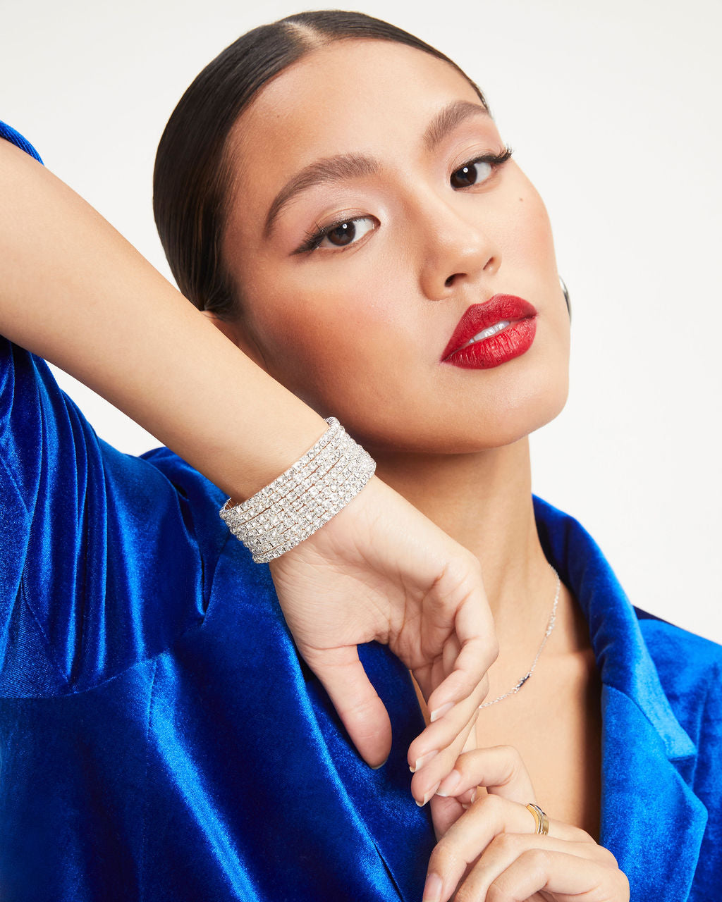 Diana Crystal Wrap Cuff - Silver