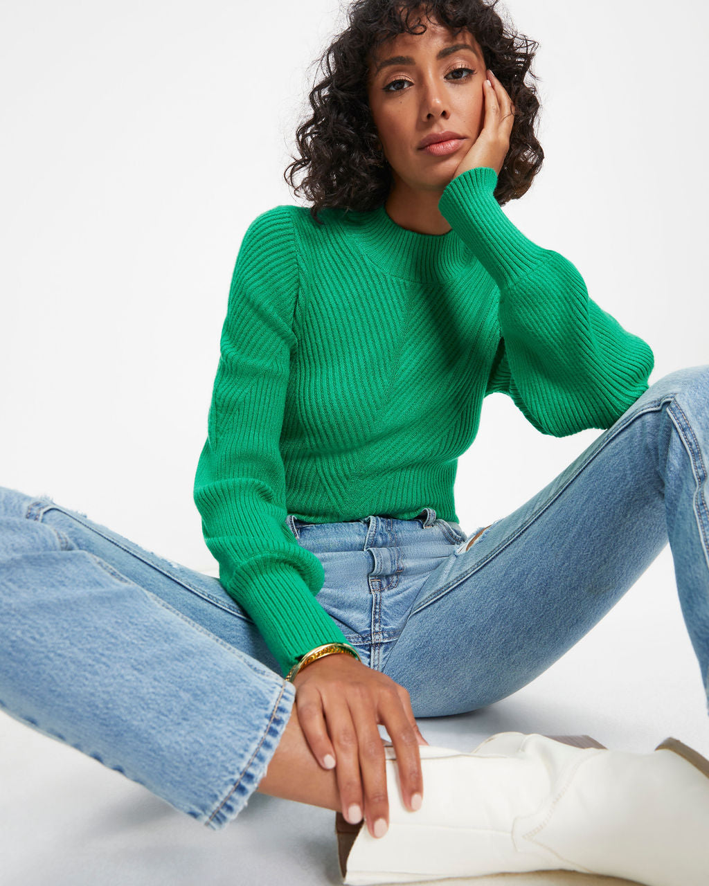 Archie Ribbed Knit Pullover Sweater - Green