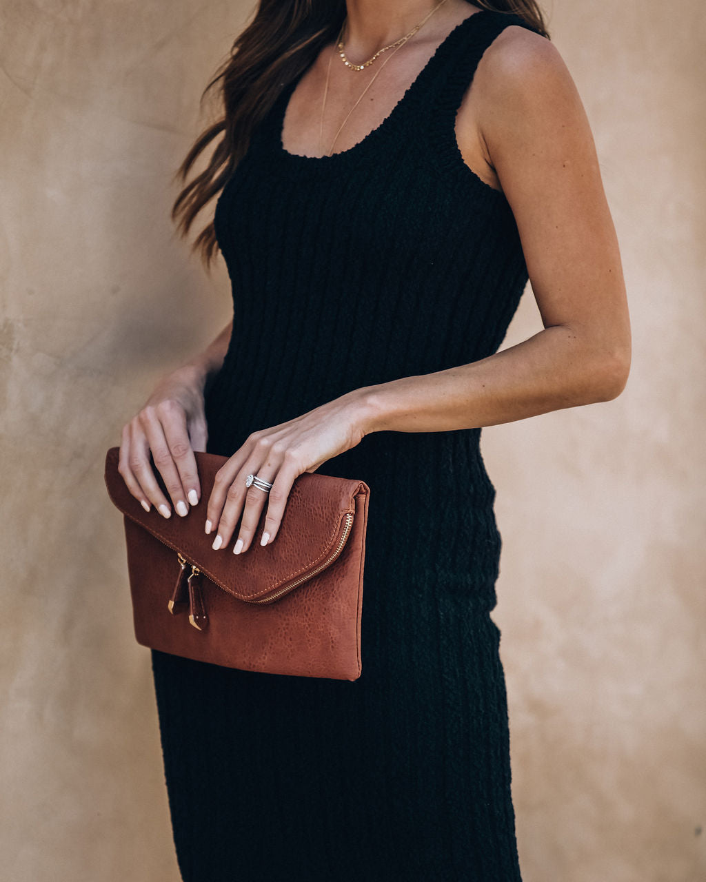 Desert Moon Cotton Ribbed Midi Dress - Black - FINAL SALE