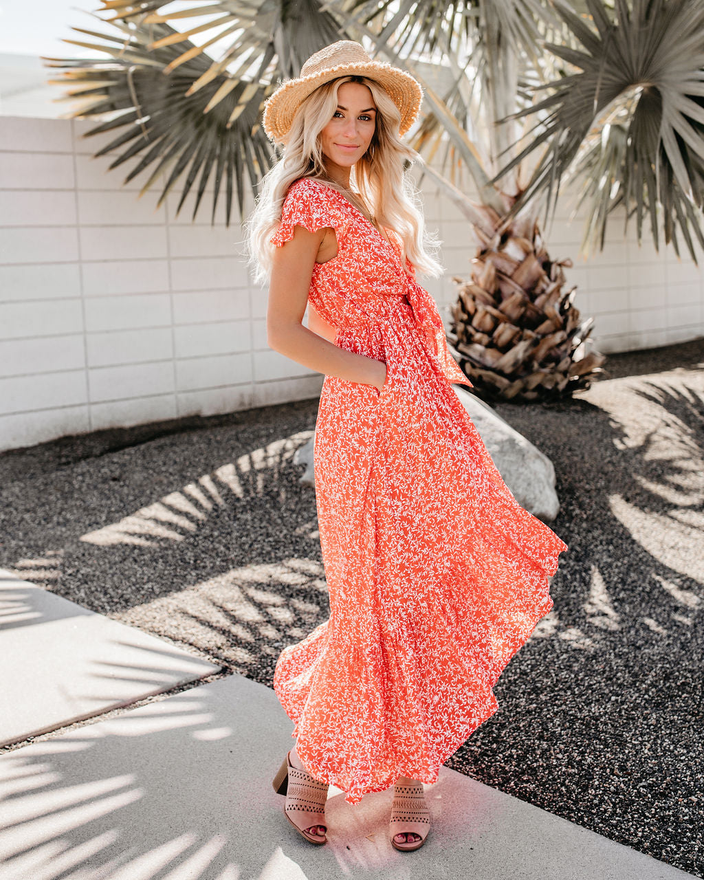 Kissed By The Sun High Low Pocketed Tie Maxi Dress - FINAL SALE