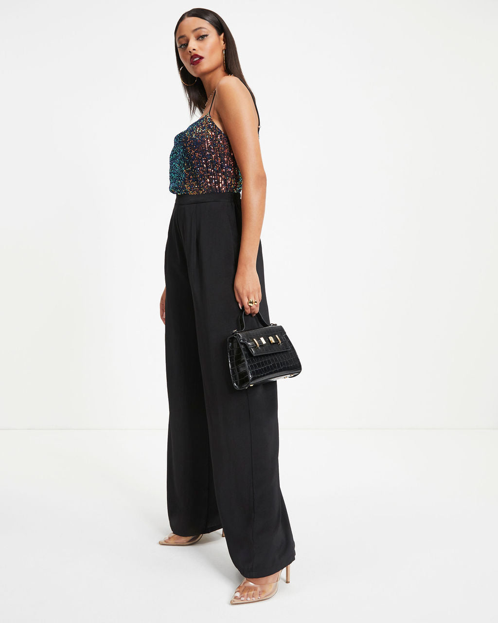 Paparazzi Sequin Cowl Neck Tank Top