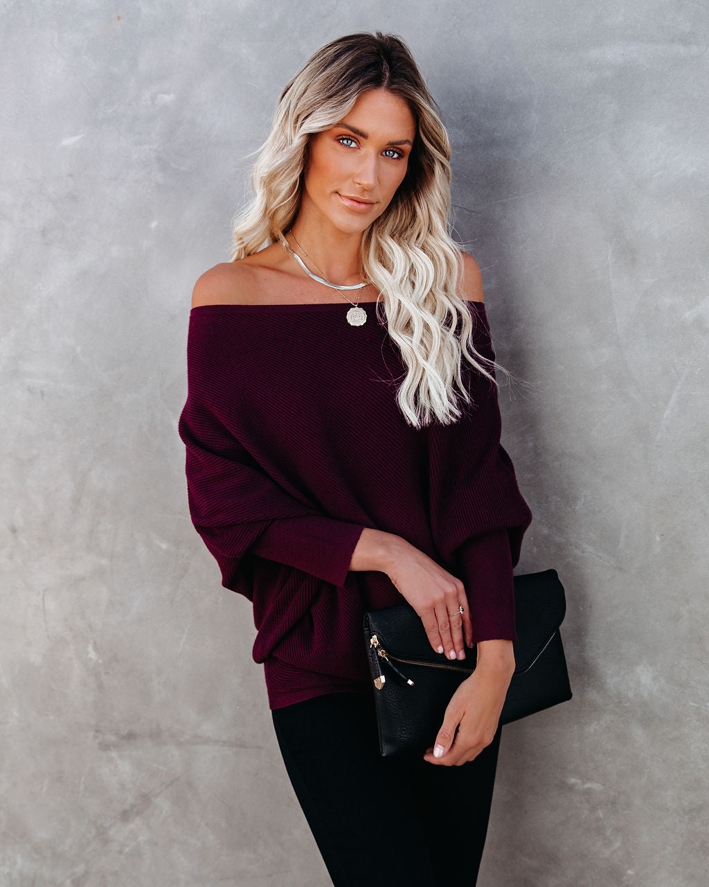 All That Ribbed Cashmere Blend Sweater - Wine