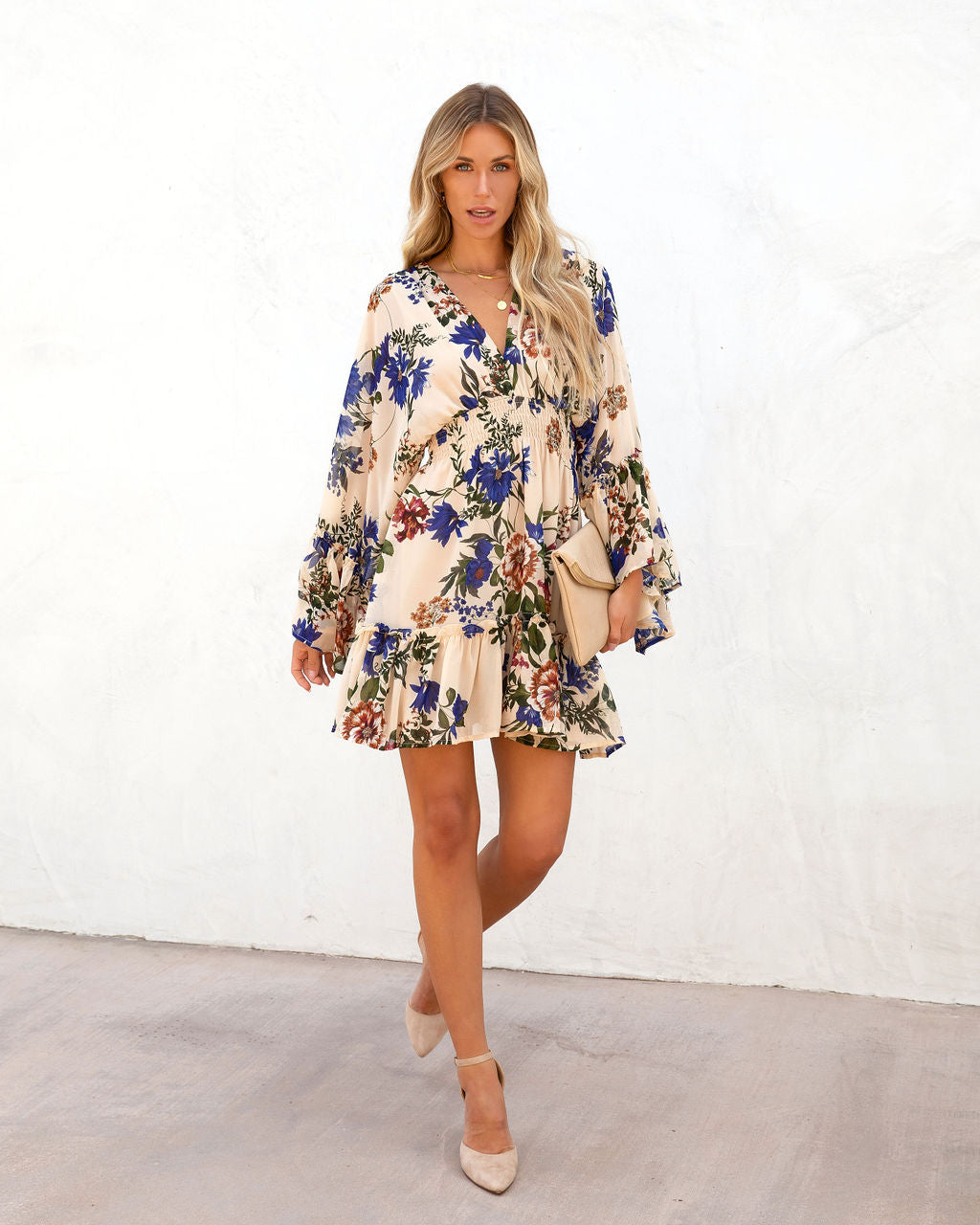 This Is Love Floral Bell Sleeve Mini Dress - SALE