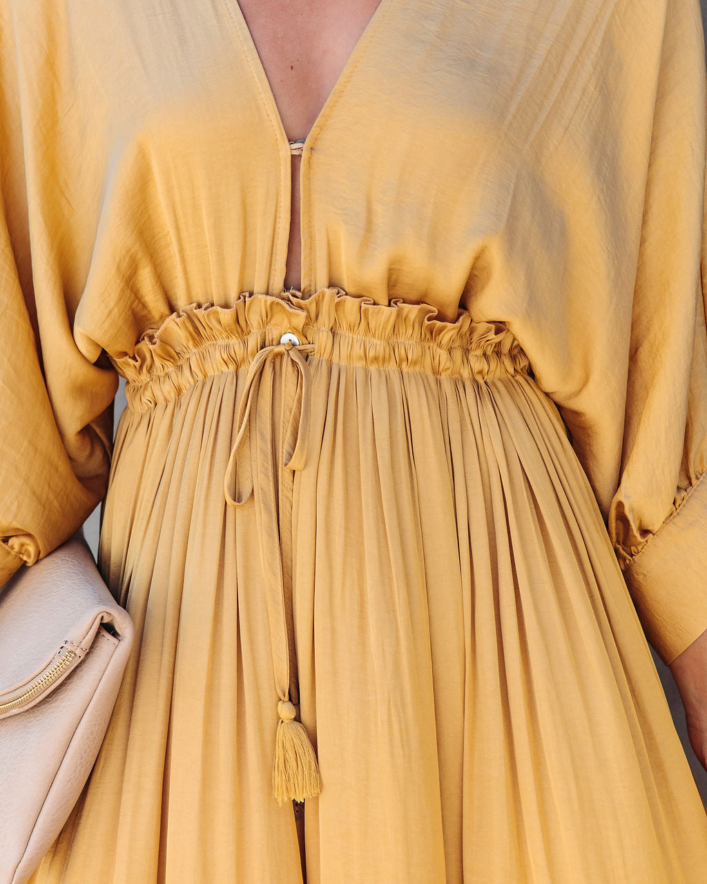 Good As Gold Satin Dolman Sleeve Maxi Dress - Marigold