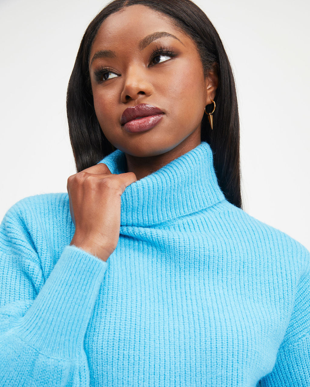 Ready Set Snow Turtleneck Knit Sweater - Sky Blue