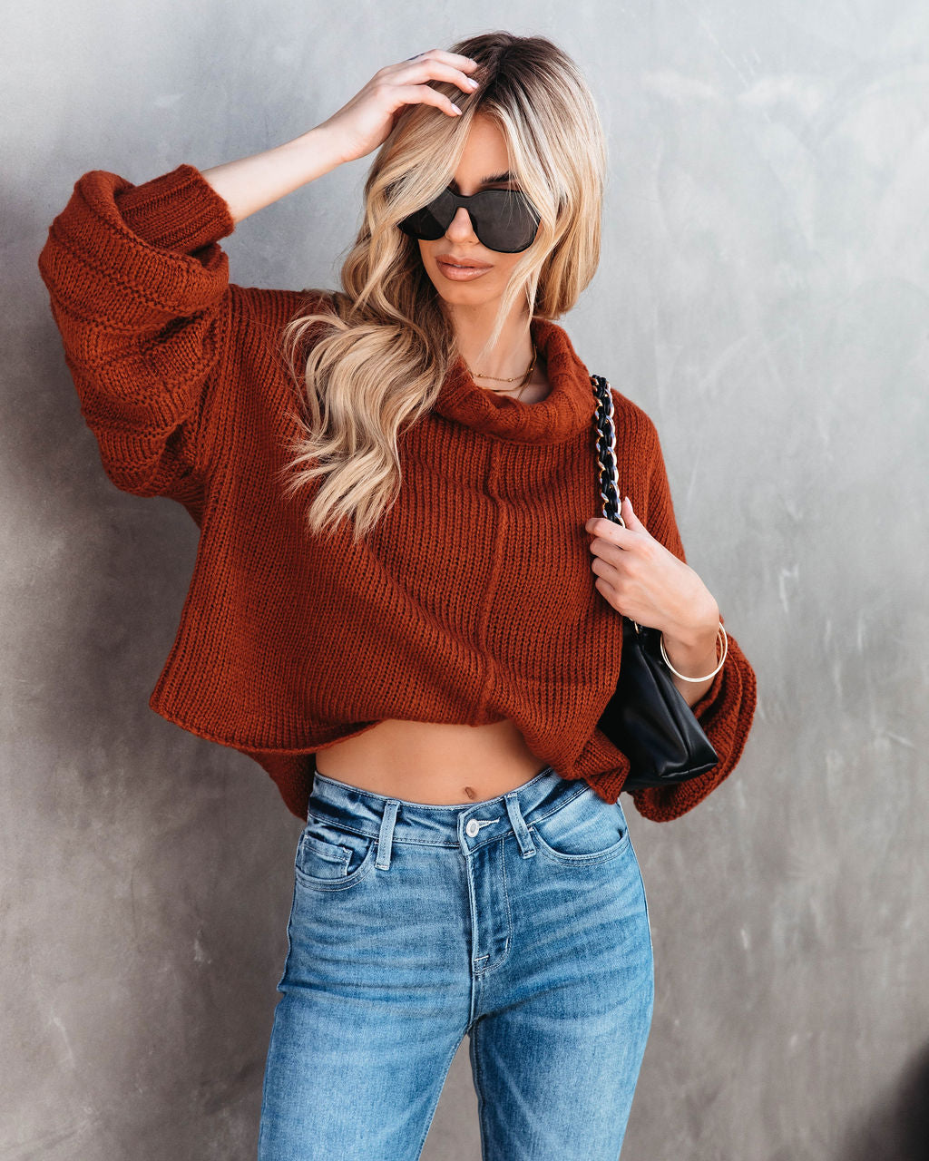 Sanderson Knit Turtleneck Pullover Sweater - Rust - SALE