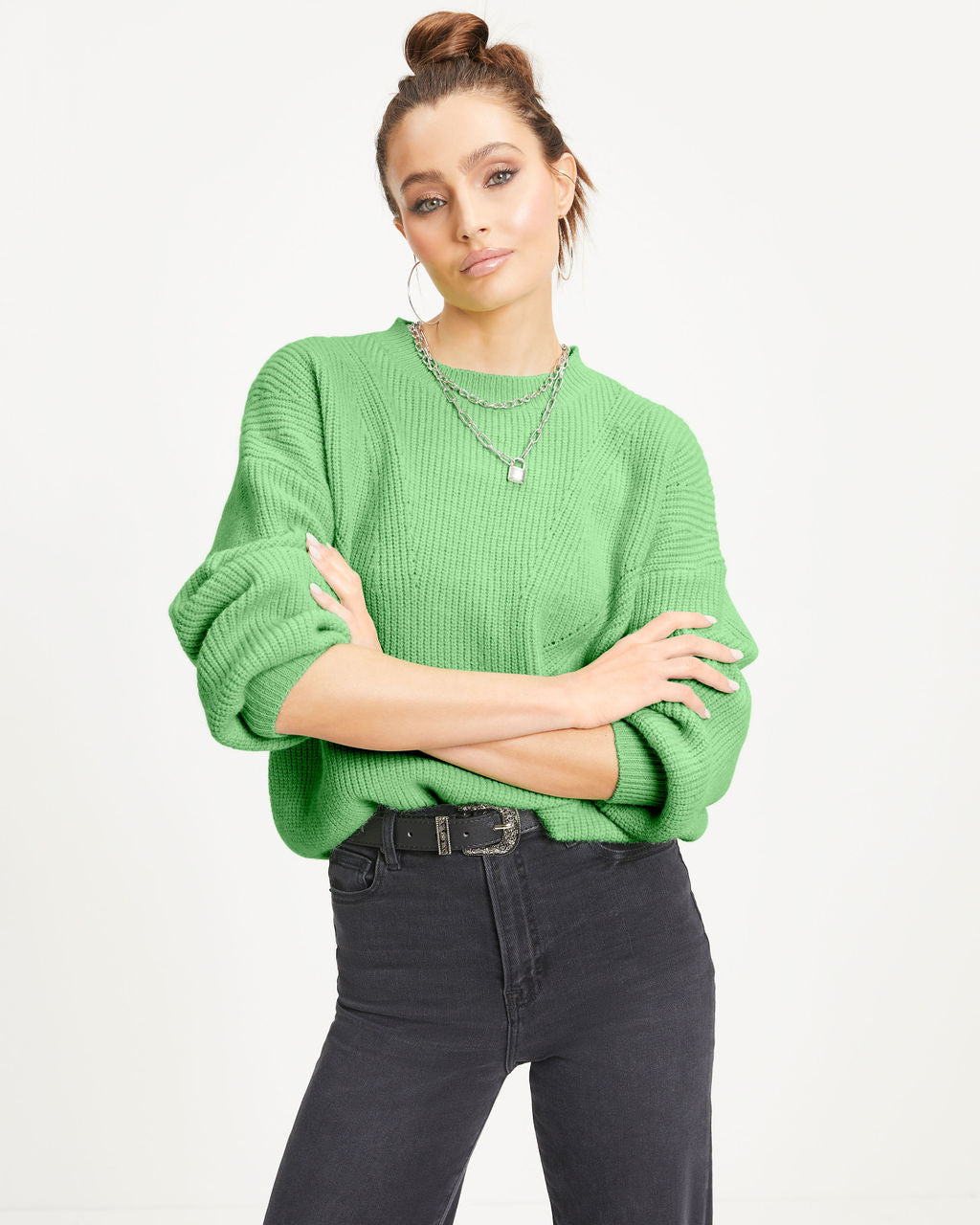 Taytum Knit Pullover Sweater - Lime