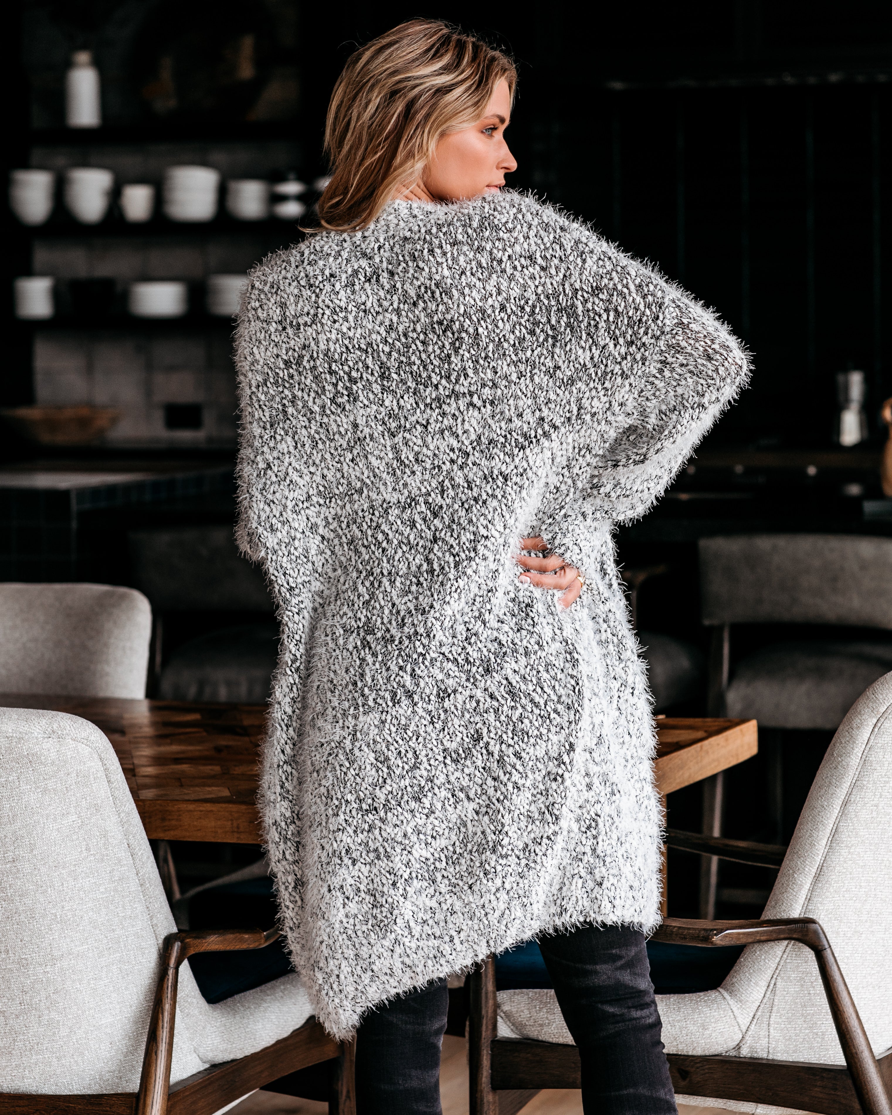 Hit The Slopes Pocketed Fuzzy Knit Cardigan