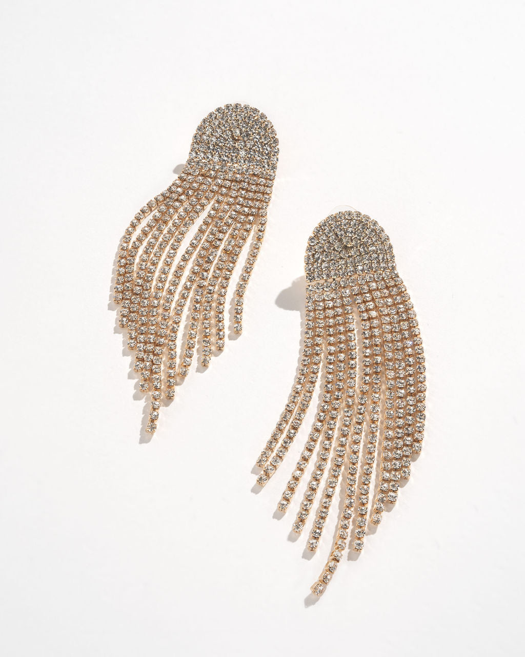 Complete My Circle Rhinestone Fringe Drop Earrings - Gold