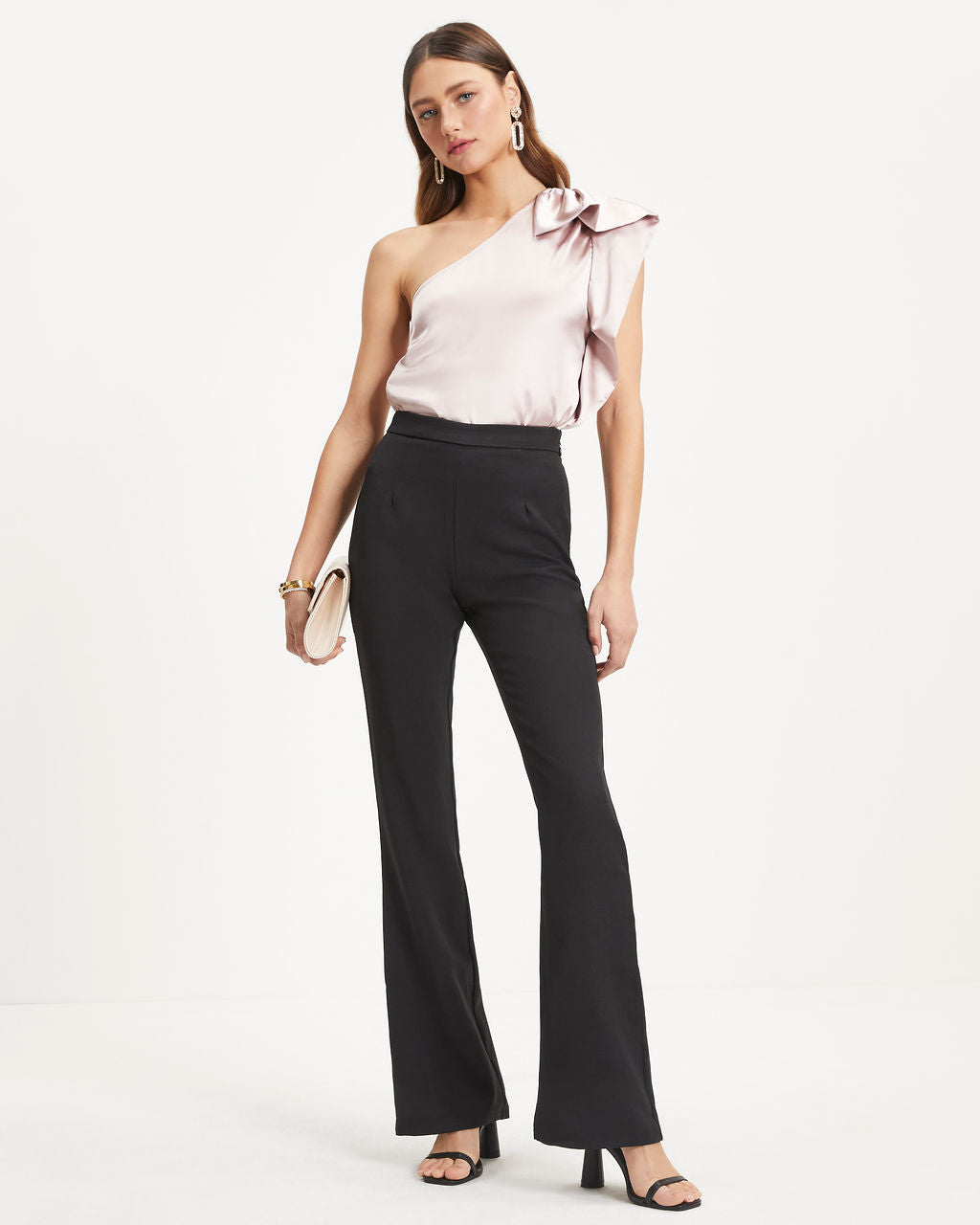 Malani Satin One Shoulder Top - Champagne