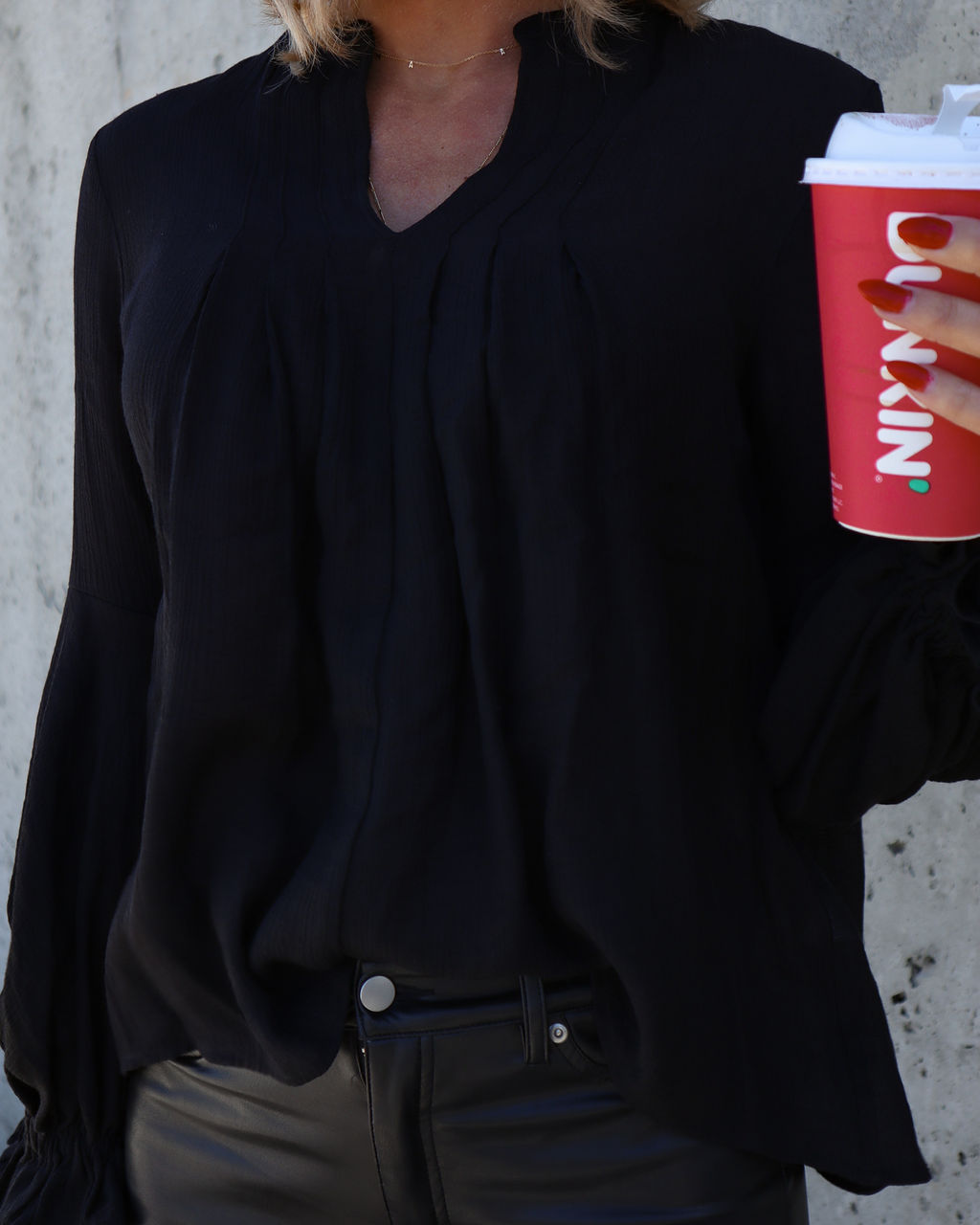 Golden Age Ruffle Peasant Top - Black