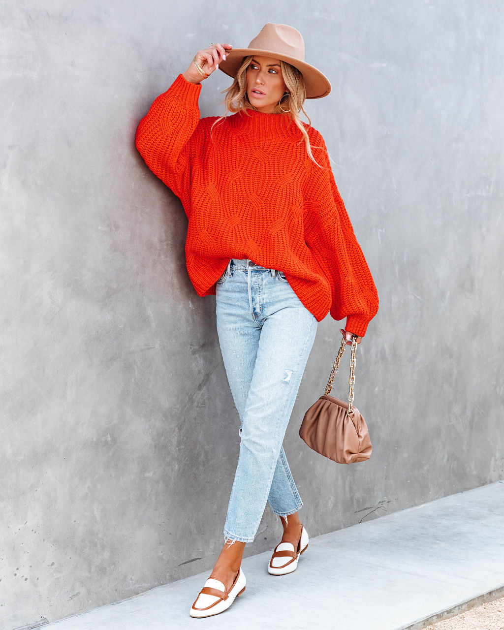 Windy City Knit Sweater - Orange