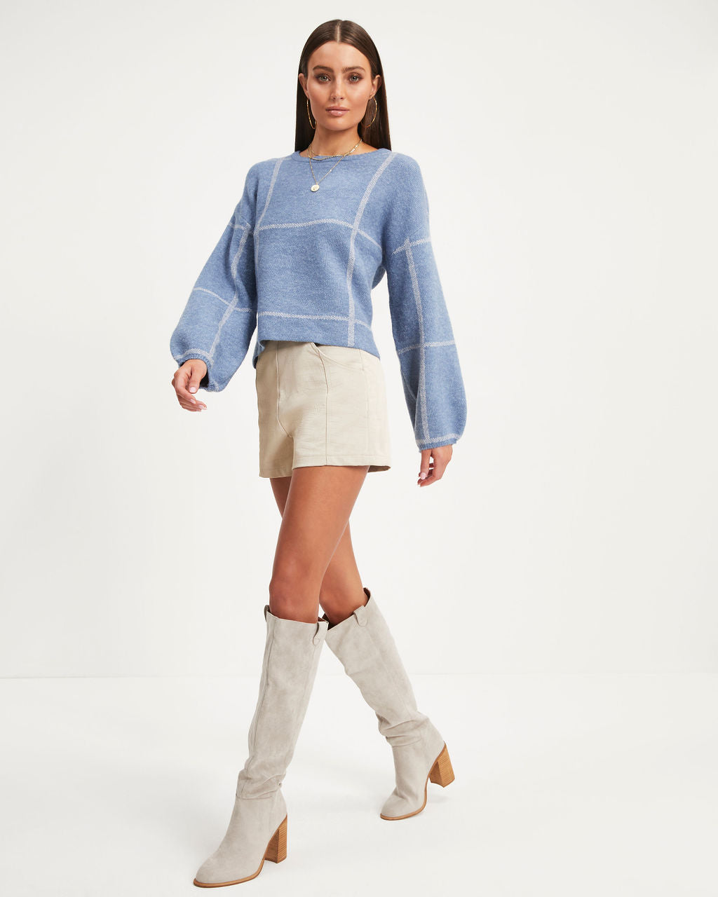 Crystal Bay Knit Pullover Sweater - Blue