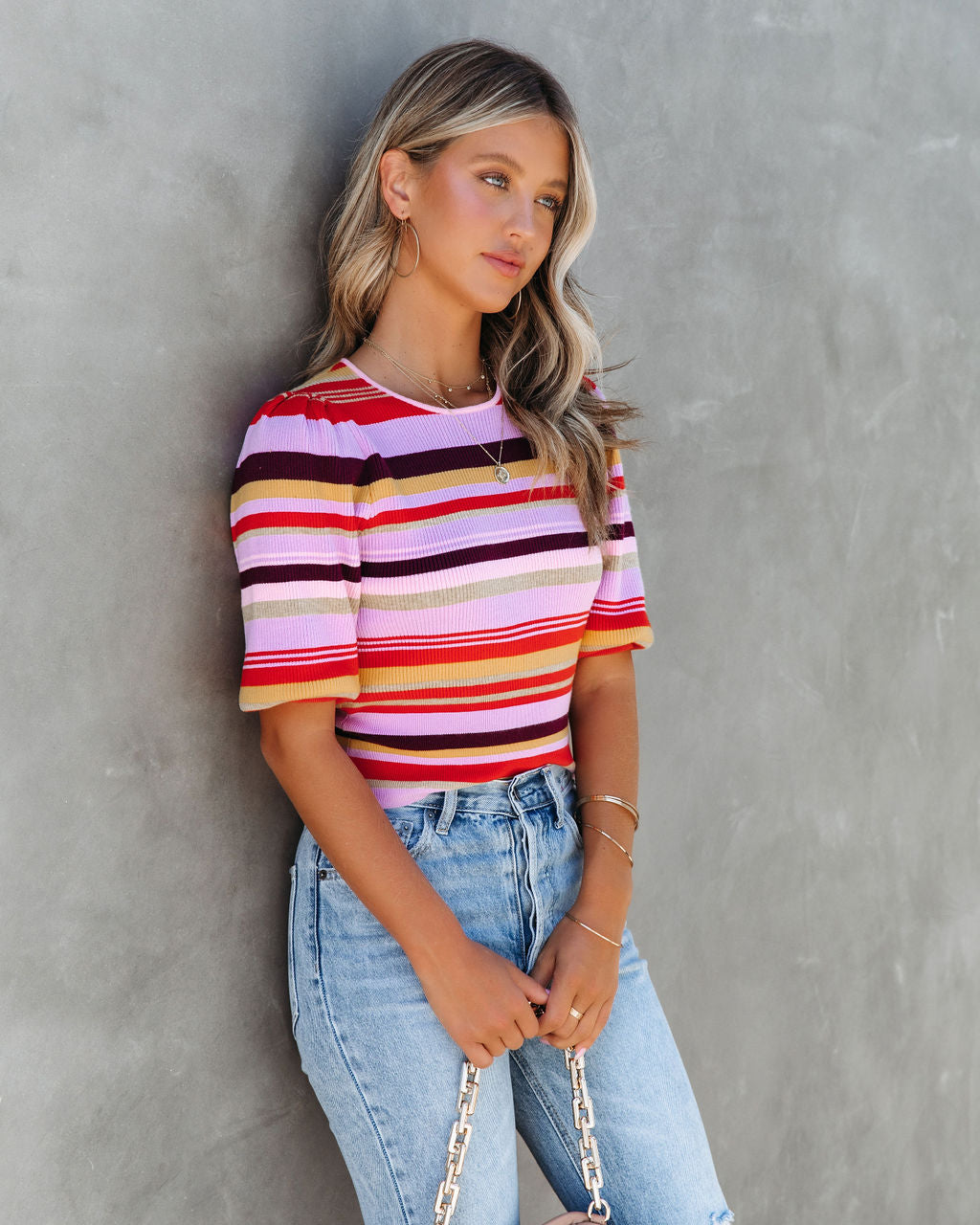 Farrah Striped Puff Sleeve Top - FINAL SALE