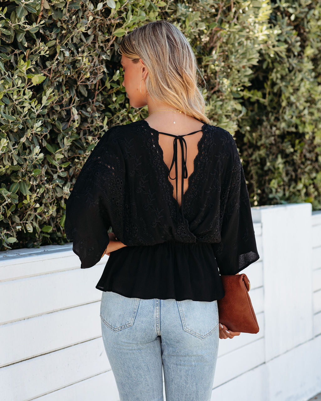 Demelza Embroidered Top - Black - FINAL SALE