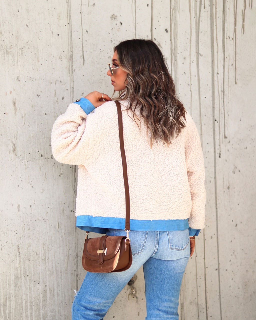 Yes Girl Pocketed Teddy Jacket - Cream