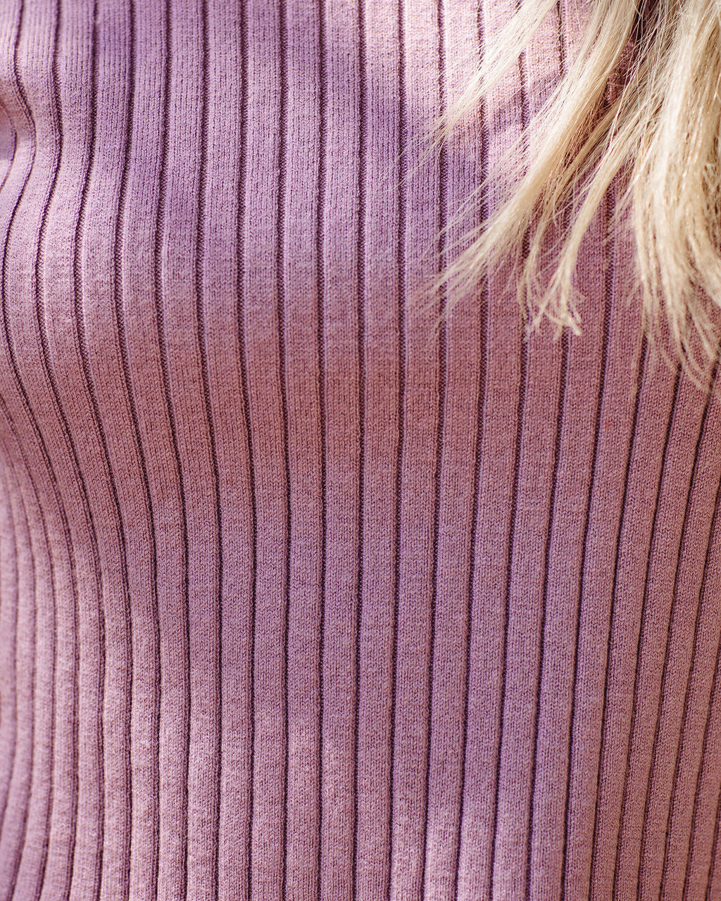 Janice Ribbed Crop Turtleneck Top - Lavender - SALE