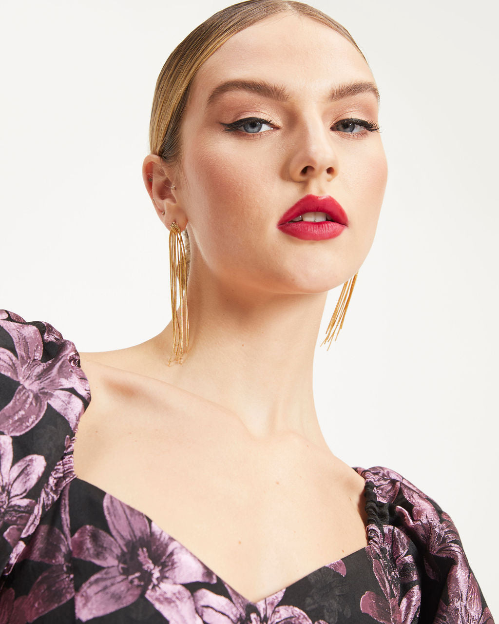 Finer Things In Life Floral Puff Sleeve Mini Dress - Purple