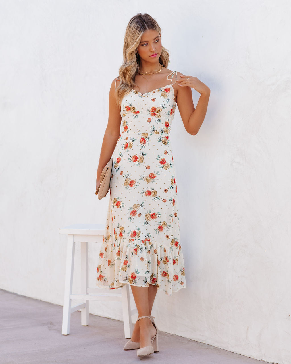 Diedra Floral Chiffon Midi Dress