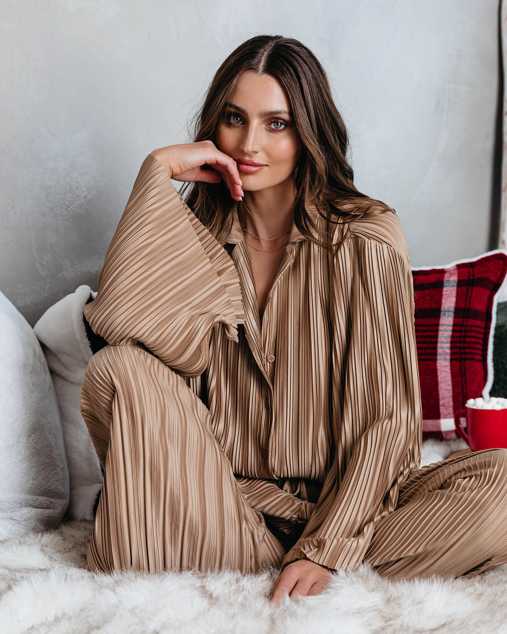 Hey Honey Plisse Button Down Top - Gold