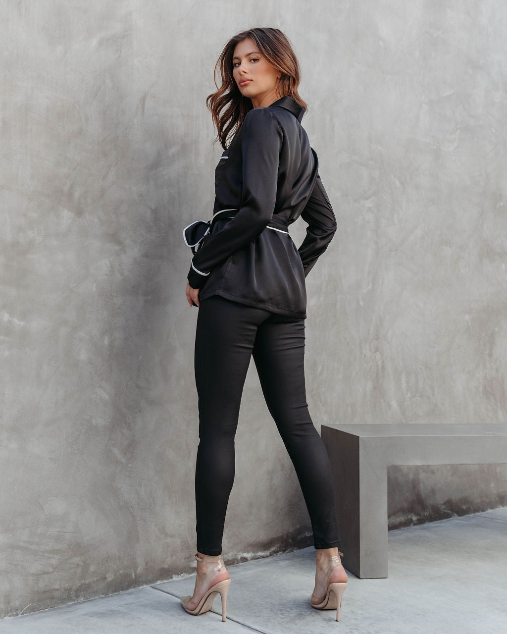 After Party Satin Pocketed Button Down Top - Black - FINAL SALE