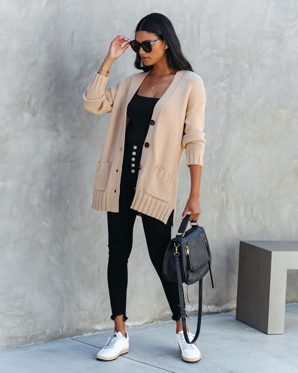 Kristen Knit Pocketed Cardigan - Camel - SALE