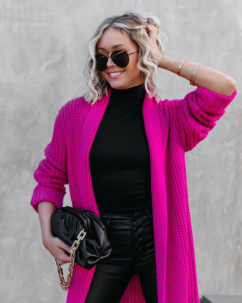 Shelby Knit Duster Cardigan - Hot Pink