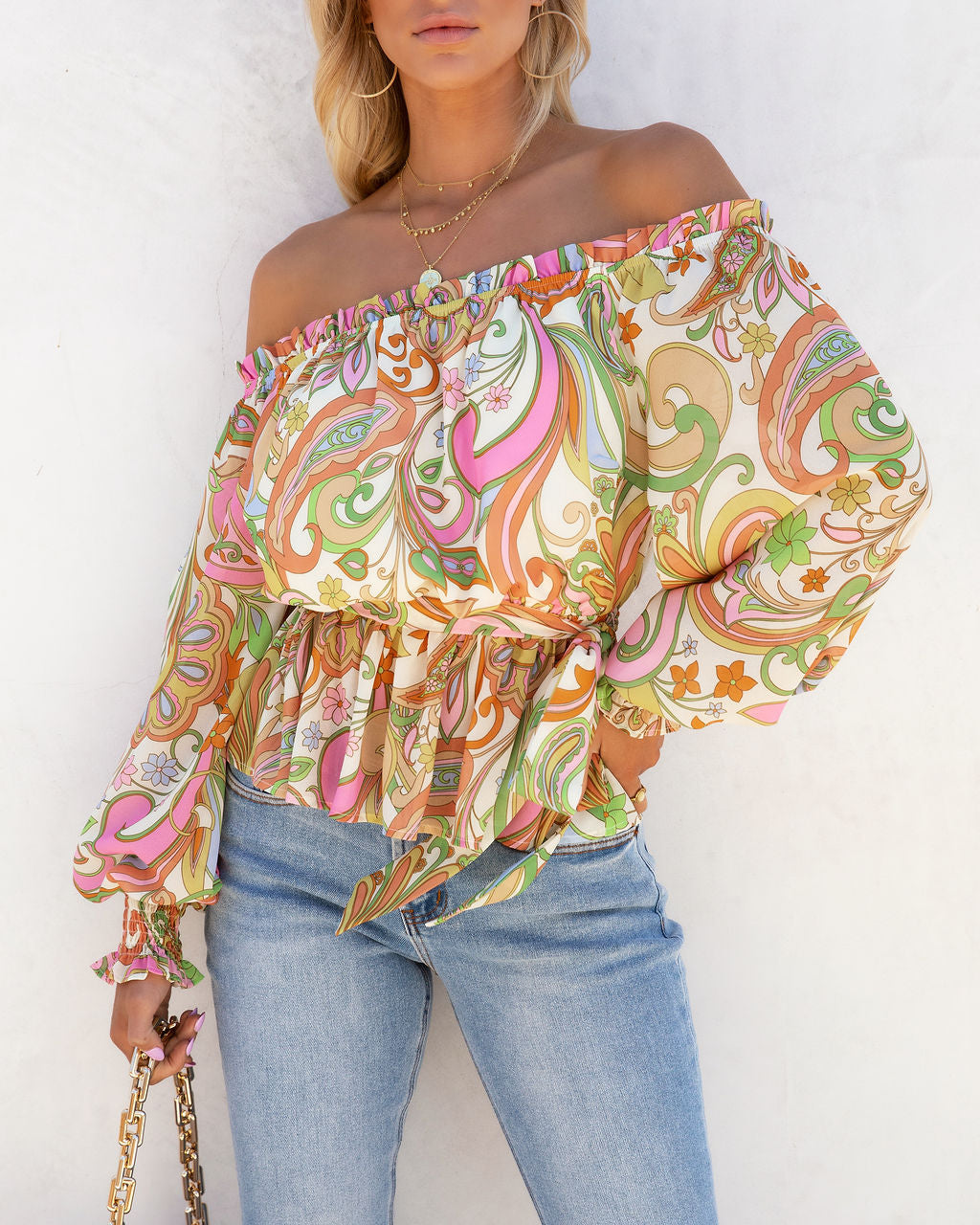 Groovy Gal Paisley Off The Shoulder Top - FINAL SALE
