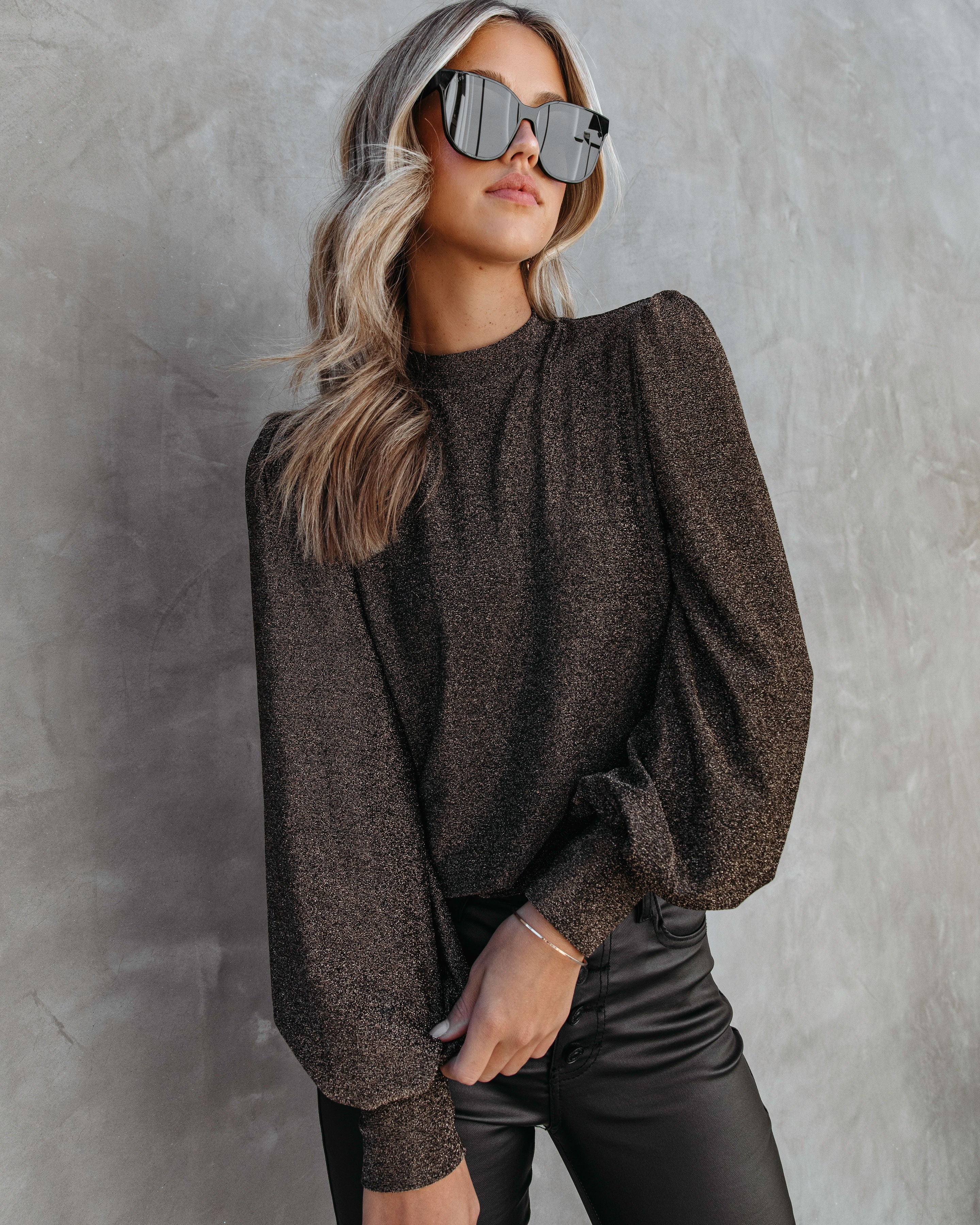 Royally Ever After Metallic Puff Sleeve Top