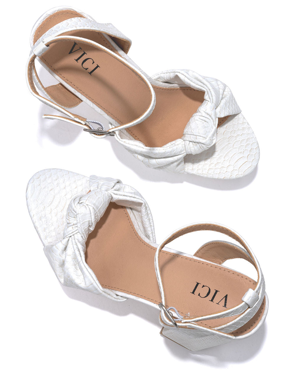 Poppy Heeled Python Platform Sandal - White - FINAL SALE