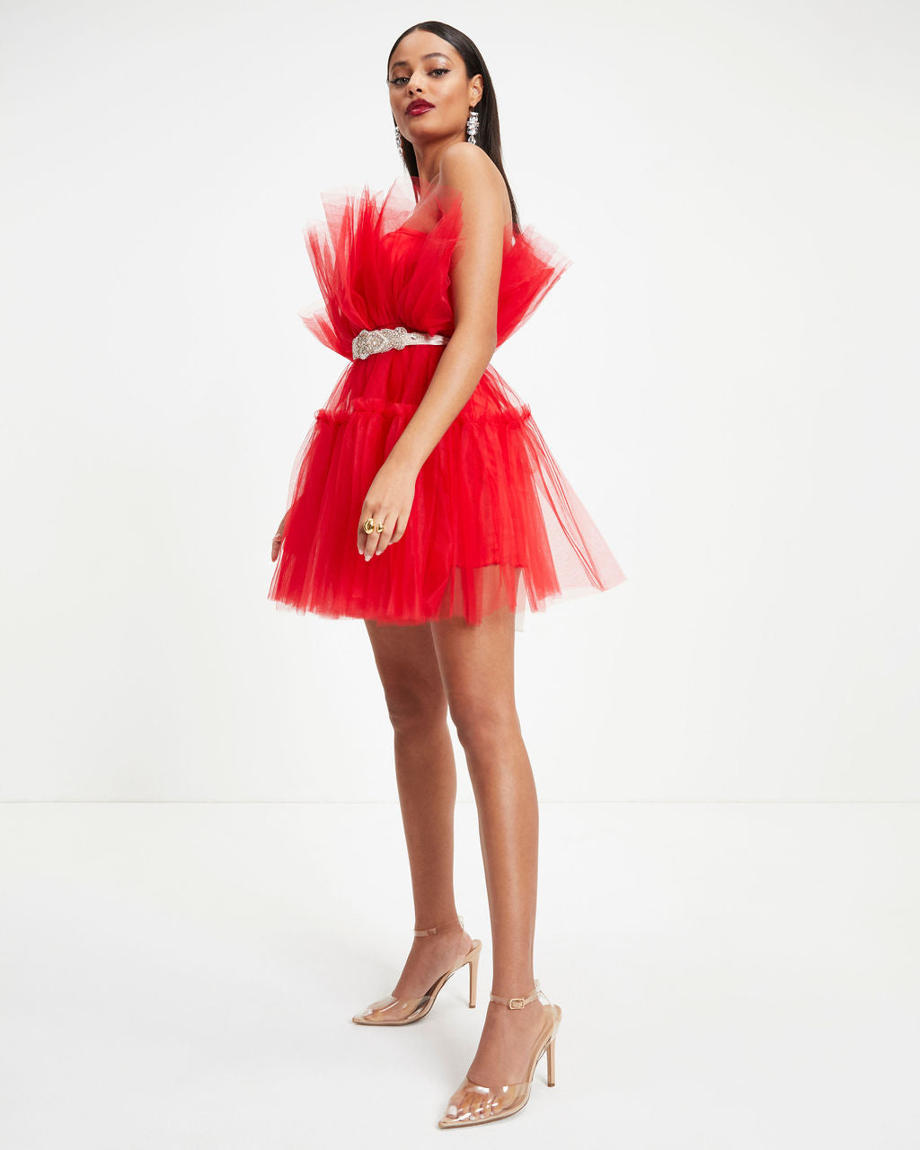 She Persisted Strapless Tulle Mini Dress - Red